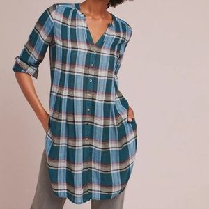 Anthro Akemi + Kin Lucie Plaid Tunic Top S EUC Fall Fashion Ready!